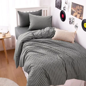 - Set copripiumino in cotone a righe, righe zecche verticali gessato casale... - Foto 1 di 8