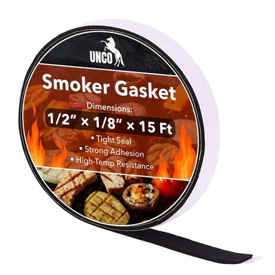 BRANDED Smoker Gasket - 15 Ft, 1/2"X1/8", High Temp Grill & BBQ Gasket Up To 500°F