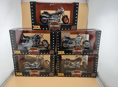 Lote de 5 motocicletas Maisto Harley-Davidson 1:18 diecast FXDL Daytona FXDB FLSTF Foto 1 de 4