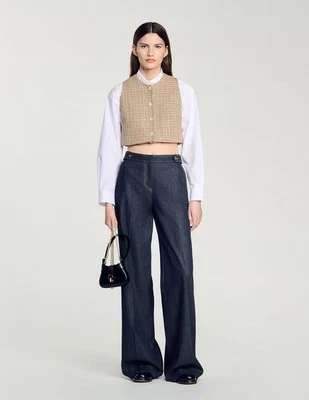 Sandro Paris Women's Top Size 1 / S Tweed Embellished SFPTO00722 RRP: 225€ - Image 1 of 4