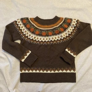 Kiel James Patrick Cozy Cabin Pumpkin Pullover Brown Sweater Women's Size S - Picture 1 of 5
