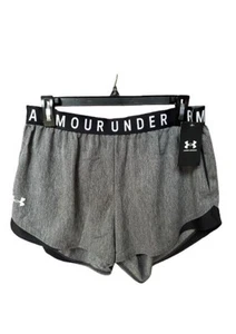 Under Armour Women’s Play Up Twist Shorts 3.0 - Size L - Black Gray Athletic - Picture 1 of 3