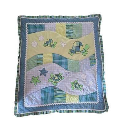 Cocalo Baby Crib Quilt Sea Reef Turtles Blue Green Colorful - Image 1 of 4