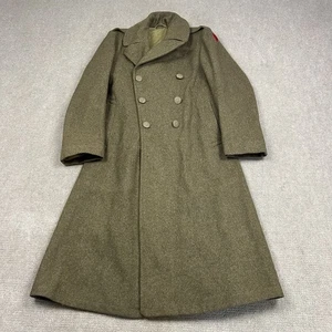 Vintage 40s WW2 US Army Melton Wool Overcoat Trench Coat Size 38L Military - Picture 1 of 9