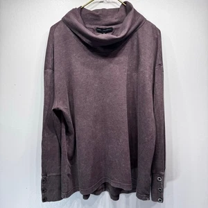 Jane & Delaney pflaume lila Waffel Strick Pullover Oberteil Wasserfallausschnitt Lounge lässig gemütlich - Bild 1 von 7