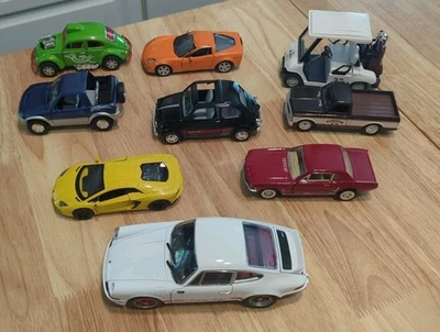 Lot Of 9 Various Cars-8 Die Cast & 1 Plastic Golf Cart. Kinsmart,Welly READ Desc - Image 1 of 4