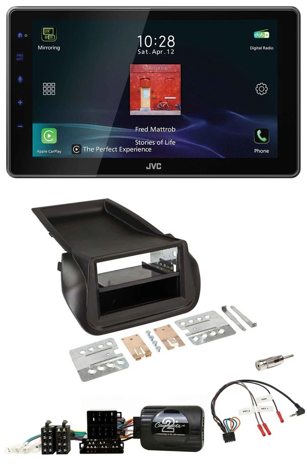 JVC DAB Lenkrad Bluetooth USB Autoradio für FIAT Fiorino ab 2008 - Bild 1 von 4