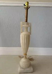 Large Vintage Mid-Century Neoclassical Grecian Urn Alabaster Marble Lamp 28” - Picture 1 of 13