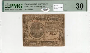CC-60 1777 $7 Continental Paper Money - Baltimore - PMG Very Fine 30 - PLUS - Picture 1 of 2