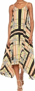 NWT NANETTE NANETTE LEPORE Sz8 SLEEVELESS V-NECK PRINT MAXI DRESS PEACH BLACK - Picture 1 of 3
