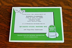 26 Vtg Quaker State Motor Oil Advertising Cards WARREN CLONINGER Lewiston, Idaho - Picture 1 of 5