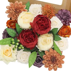 Artificial Flowers Combo Box Set,Silk Fake Flowers Roses Bridal Bouquets Out/... - Picture 1 of 7