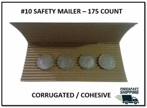 175 Pack #10 Self Adhesive Corrugated Safety Mailers for Coins, Jewelry, Cards - Picture 1 of 6