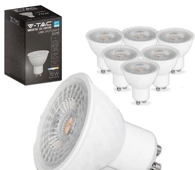 6 LAMPADINE LED GU10 7.5W V-TAC CHIP SAMSUNG 610Lm