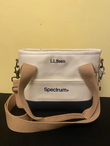 LL Bean Canvas Cooler Tote Bag w/ Strap - Navy Blue/White - NWOT - Picture 1 of 8