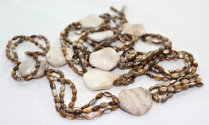 Collar Bufanda Piedras Preciosas Auténticas Cuarzo Rosa Jaspe Paisaje Madreperla - Imagen 1 de 11