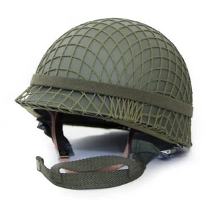 WWii US WW2 M1 Helmet Steel Shell with Net Cover Chin Strap - Picture 1 of 5