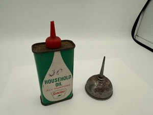 Vintage Sinclair Household Oil Can Handy Oiler Dinosaur Dino 4oz Tin + Oiler - Picture 1 of 8