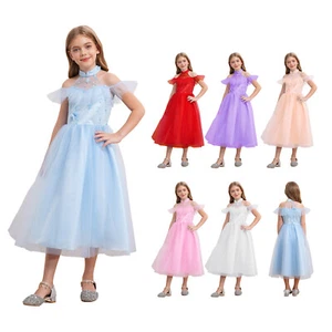 Children Girls Sun Dresses Fake Flower Gown Dance Wear Dress Embroidery Sweet - Picture 1 of 70