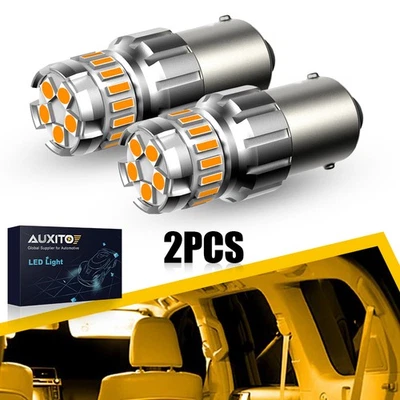2X AUXITO 1156 7506 LED Bombillas Amarillo Ámbar Super Brillante 7506 BA15S Alta Potencia Foto 1 de 4