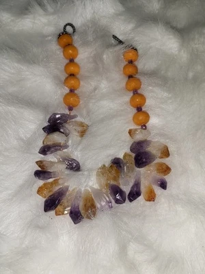 COLLAR PUNTA CITRINO Y AMATISTA DIAN MALOUF TEMPRANO BROCHE PLATA ESTERLINA Foto 1 de 4