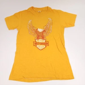 Vtg 1970s Harley Davidson Eagle T-Shirt Thin Size S 34-36 Single Stitch Made USA - Picture 1 of 9