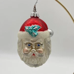 Vintage Polen Glas Weihnachtsschmuck Weihnachtsmann fröhlich lustig groß 5" hoch - Bild 1 von 11