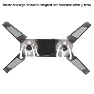 Laptop Cooling Pad 2 Transparent Fan Foldable LED Blue Light With Speaker Sta CB - Afbeelding 1 van 19