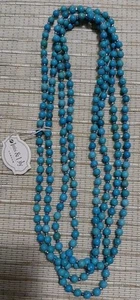 Beautiful Long Howlite Blue Stone & Hematite Beaded Necklace NWT 80 Inches New - Picture 1 of 4