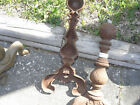 Vintage Primitive Hammered Rusty Cast Iron Fireplace Fire Place Andirons 010101