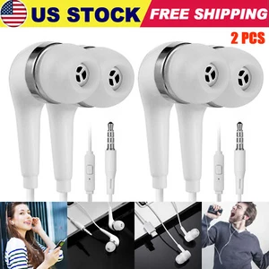 2 Pack 3.5mm In-Ear Earphone Wired Headphone Stereo Earbuds Super Bass Headset - Picture 1 of 15
