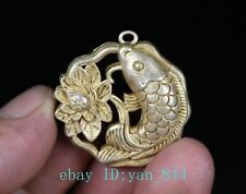 3.5CM Rare Old Chinese Miao Silver Feng Shui Fish Flower Lucky Pendant
