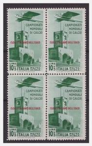 EGEO 1934 - MONDIALI DI CALCIO POSTA AEREA LIRE 10 QUARTINA NUOVA **MNH - Imagen 1 de 1