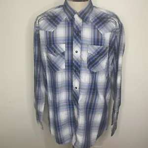 Cowboy Legend Shirt Mens XL Blue Plaid Pearl Snap New Embroidered Western Yoke - Picture 1 of 8
