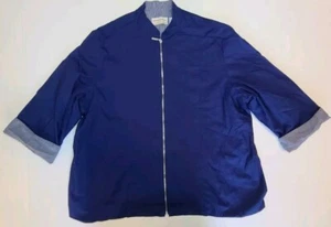 Alfred Dunner Women Jacket Size 18W 3/4 Sleeve Cuff Windbreaker Full Zip Lined  - Picture 1 of 12