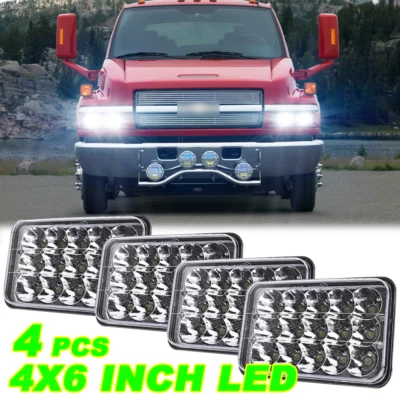 4pc 4x6" Inch LED Headlight Hi/Lo Beam 105W for GMC C4500 Chevrolet C5500 Kodiak - Image 1 of 4
