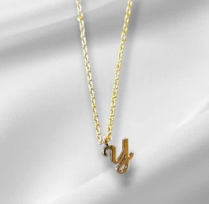 Personalized Y Necklace Dainty Gold Plated Initial Pendant 18" Women’s Gift - Picture 1 of 4