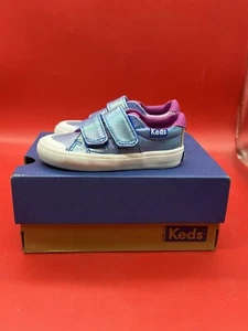 Keds Toddler Girl Shoes- Courtney HL/Blue Irdscnt- Brand New Size 4M - Picture 1 of 5