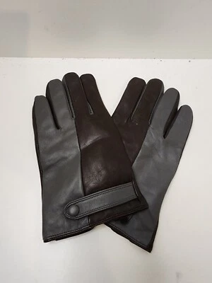 Men's Two-Tone Leather and Cashmere Gloves Size XL - Image 1 of 4