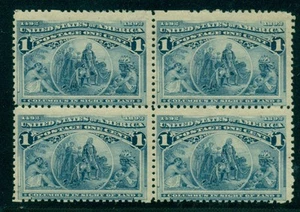 US #230, 1¢ deep blue, Block, of 4, og, 2NH/2LH, F/VF Scott $94.00 - Picture 1 of 1
