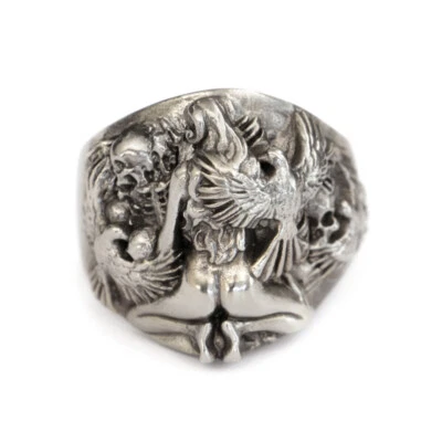 Anello LINSION sexy ragazza teschio uomo cupronichel biker punk ring CP258D US 7~15 - Immagine 1 di 4