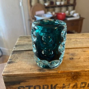 Vintage Liskeard Glass Green Knobbly Large Vase 1970’s Jim Dyer – Retro! – - Picture 1 of 5