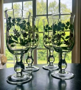 (4) WAVERLY~SWEET VIOLETS 7.75" WINE~STEMWARE~12 OZ GOBLETS~GLASS~EXC COND - Picture 1 of 3