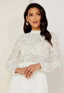 NEW FINDERS KEEPERS SOFIA LACE HIGH NECK TOP IVORY 20190747-1 SIZE XS $125.00 - Picture 1 of 8