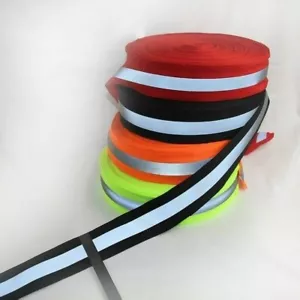 Reflective Fabric Strip Sew-On Trim Ribbon Tape Traffic Security Safety Warning - Picture 1 of 10