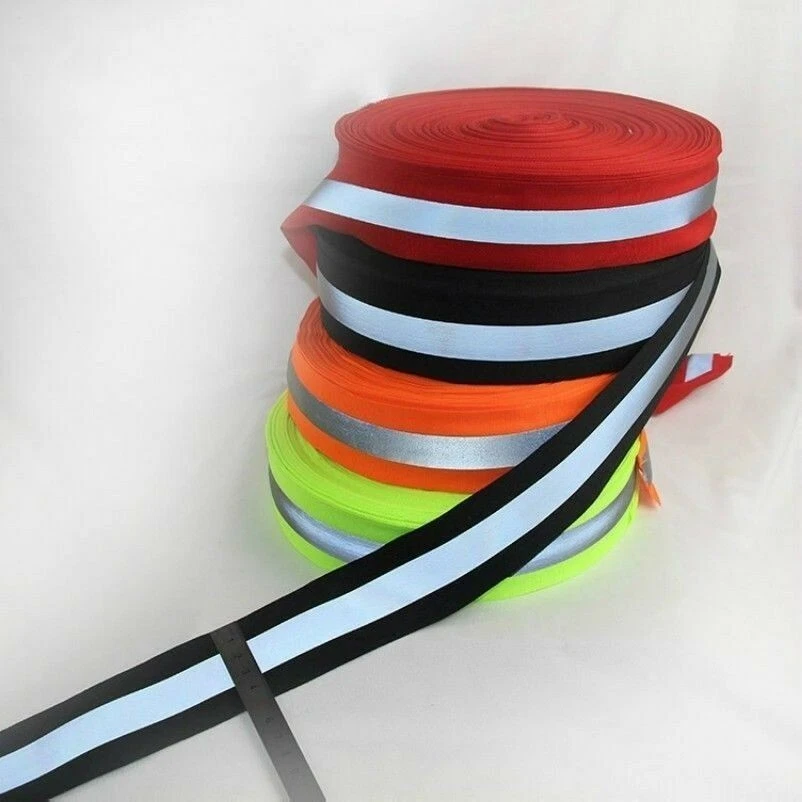 Reflective Fabric Strip Sew-On Trim Ribbon Tape Traffic Security Safety Warning - Image 1 of 4