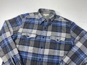 J Crew Wallace & Barnes Flannel Shirt Mens Large Heavyweight Plaid Cotton - Picture 1 of 9