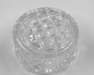 Vtg Lead Crystal Small Trinket Ring Rosary Box Dish With Lid Clear Cut Round - Picture 1 of 8