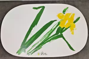 Set Of 6 Vintage Vera Neumann Yellow Flower Daffodils Vinyl Oval Placemats - Picture 1 of 8