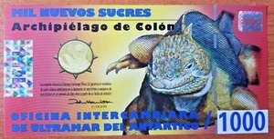 C) GALAPAGOS ISLAND 1000 SUCRES FUN NOTE POLYMER ND 2009 - Picture 1 of 2